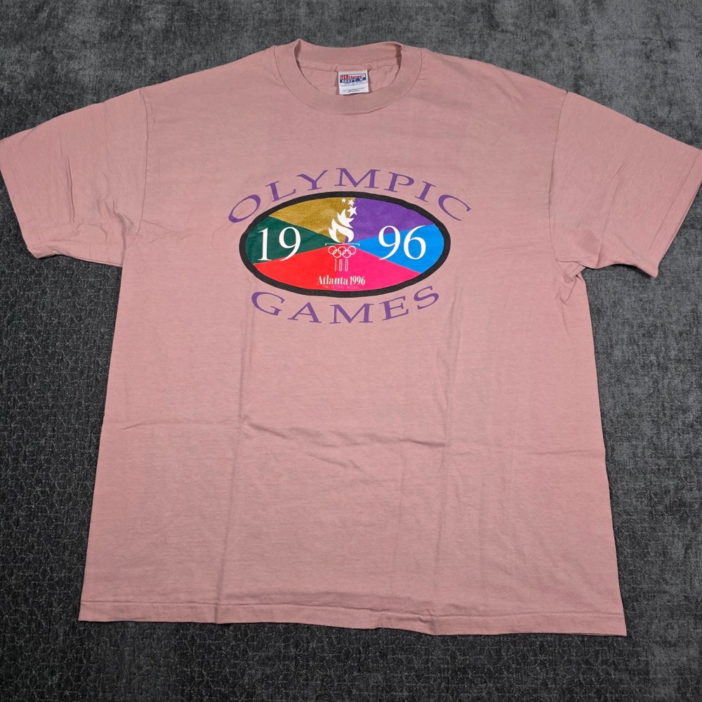 Vintage Hanes Beefy-T Atlanta 1996 Olympic Games T-Shirt Pink XL Single Stitch